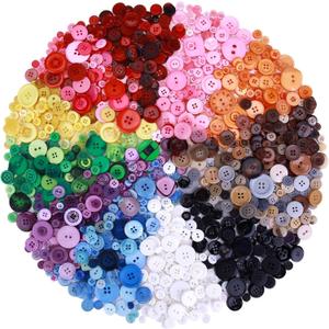 1400-1500pcs Mixed Size Resin Buttons, 12 Color Assorted Craft Buttons Charms for Manual Button Painting Sensory Play School Projects,DIY Handmade Ornament