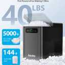 Aeitto Nugget Ice Maker Countertop, Pellet Ice Machine Soft Chewable Ice 40lbs/Day, One-Click Operation, Auto Self-Cleaning Crushed Ice Makers Stainless with Scoop for Home/Kitchen/Office (Black)