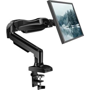 HUANUO Single Monitor Mount, 13 to 32 Inch Gas Monitor Arm, Adjustable Stand, Vesa Mount with Clamp and Grommet Base - Fits 4.4 to 19.8lbs LCD Computer Monitors (Black)
