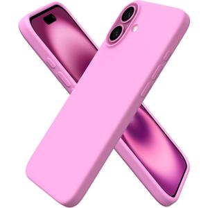 ORNARTO Compatible with iPhone 16 Plus Case 6.7, Slim Liquid Silicone 3 Layers Full Covered Soft Gel Rubber Phone Case Protective Cover 6.7 Inch, Cherry Blossom