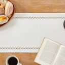 Burlap Style Farmhouse Table Runner, 13 x 36 Inch Off White, Rustic Geometric Hollow Table Runners 36 Inches Long for Dresser Table Everyday Use, 13x36 Inches, Off White