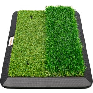 Portable & Foldable Golf Practice Mat – Dual-Turf Golf Hitting Mat for Indoor & Outdoor Swing and Chipping – Fairway & Rough Turf Golf Training Mat for Backyard and Home