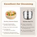 Hcooker Bamboo Steamer Basket Set, 8-Inch 2-Tier Steamer for Cooking, Chopsticks Liners Sauce Dish Dumpling Making Tools, Steaming Asian Food, Bao Buns, Meat, Dim Sum, Rice, Vegetable Steam Pot