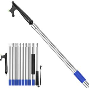 SANLIKE Boat Hooks for Docking 12FT Extension Pole Hook, 9-Sections Adjustable Boat Pole Marine Dock Stick Pontoon Boat Hook Pole