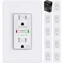 10 Pack GFCI Outlets 15 Amp, Outdoor Weather Resistant (WR), Self-Test GFI Receptacles with LED Indicator, Ground Fault Circuit Interrupter, Screwless Wallplate Included, UL Listed, White