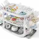 Baby Bottle Drying Rack,3-Tier Large Capacity Countertop Organizer with 360 Ventilation, Removable Drip Tray, Non-Slip Base  Easy to Clean Bottle Holder for Baby Accessories