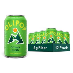 OLIPOP Prebiotic Soda Pop, Ridge Rush, Pantry Pack Packed with Prebiotics, Fiber, and Botanicals, Gluten Free, GMO Free, 12oz (12-Cans) (EXP 11/13/26)