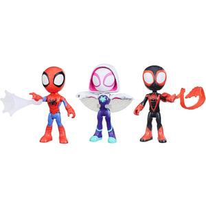 Spidey and his Amazing Friends 3-Pack, 4-Inch Scale Marvel Action Figures, Includes 3 Figures and 3 Accessories, Spider-Man, Ghost-Spider & Miles Morales