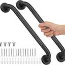 2 Pack 16 Inch Shower Grab Bars for Seniors Bathroom, Black Stainless Steel Safety Support Handles for Shower, Anti Slip Grab Bar for Bathroom, Handicap Elderly Injury Pregnant Assist Bath Handle