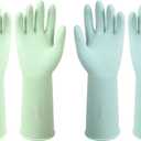 Dishwashing Rubber Gloves Reusable Kitchen Gloves 2Pairs Cleaning Gloves for Washing Dishes Long-lasting&Non-Slip, M