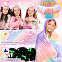 36 Pcs Sleepover Party Supplies for Girls Sets, 6 Glow in The Dark Blanket 6 Pillow with Pillow Core 6 Coral Fleece Headband 6 Plush Eye Mask Covers 6 Scrunchies for Slumber Sleepover Party Gifts Bulk