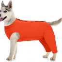 Kuoser Dog Recovery Suit for Rear Legs, Dog Surgical Suit with Pants Cover to Prevent Licking Wounds, Dog Onesie for Surgery Female Spay Male Neuter, Anti Licking Dog Recovery Leg Sleeve, Orange XL (X-Large (Back Length: 46CM / 18.11"))