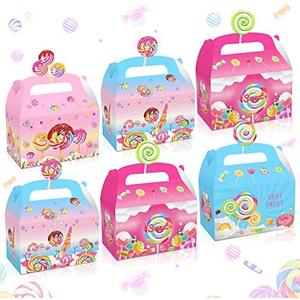 umoni 24pcsCandyland Party Favor Treat Box Candyland Lollipop Design Goody Gift Boxes for Candy Theme Birthday Party Baby Shower Supplies