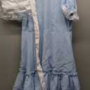 CR ROLECOS Women's Blue Chiffon Dress Puff Sleeves Halloween Party Cosplay Costume, Size M