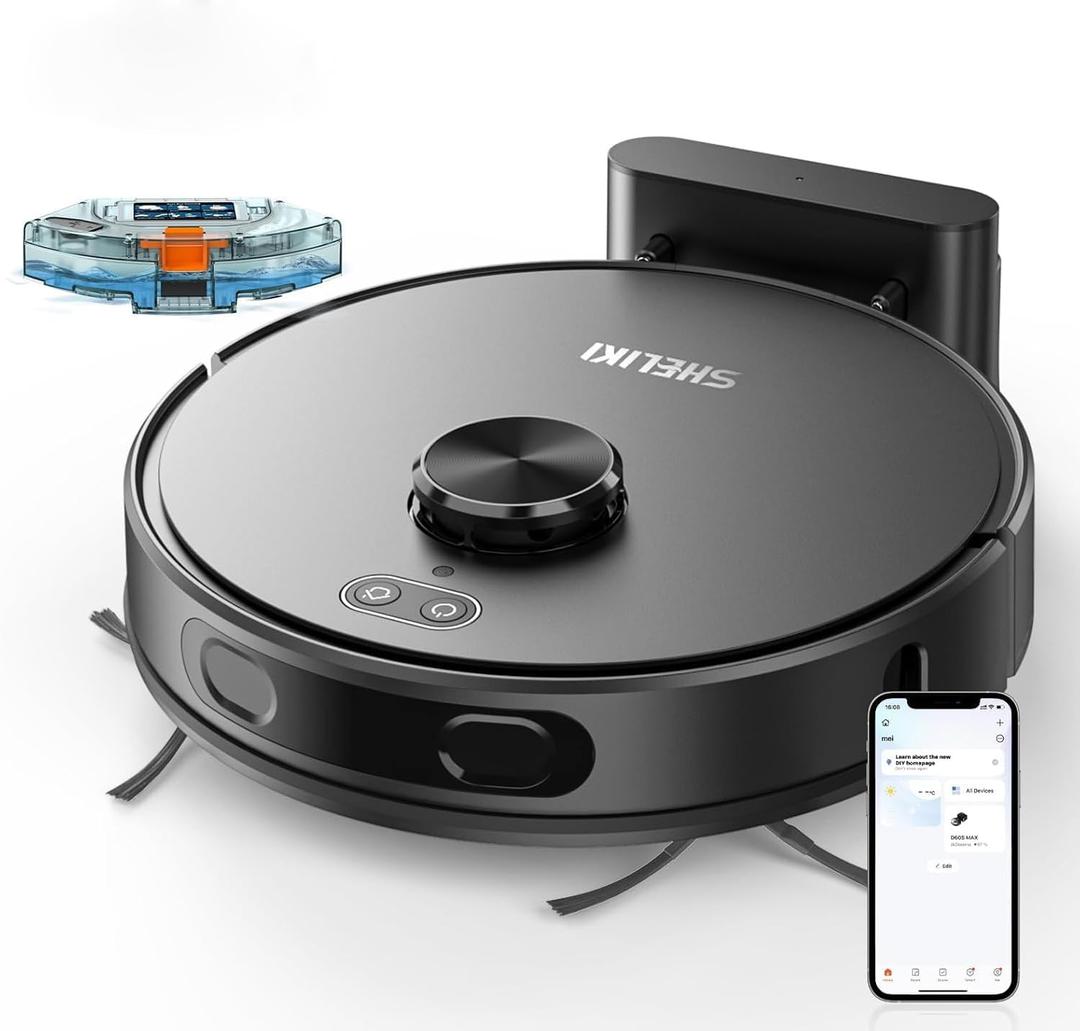 Robot Vacuum and Mop Combo, Robotic Vacuums Cleaner with LiDAR Navigation, Smart Mapping, Strong Suction, with WiFi/App/Alexa/Voice Control, Obstacle Avoidance, for Home, Wood/Hard Floors, Pet Hair