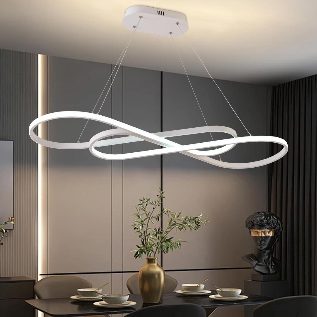 Led Pendant Lights for Kitchen Island Pendant Light Dining Room Chandelier Light Fixture, Dimmable Modern Led Chandelier,Adjustable Height Music Note Shape Modern Ceiling Light Fixture