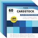 gisgfim 60 Sheets Blue Cardstock 12 X 12 Solid Dyed Core Construction Paper Cardstock 5 Assorted Colors Card Stock Printer Scrapbook Paper 65lb/180gsm for Embossing Printing Invitations DIY Craft