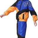 80s Outfit for Kids, Retro 90s Tracksuit Boys Girls Hip Hop Dance Clothes Unisex Patchwork Jacket Pants Sportswear (Black)