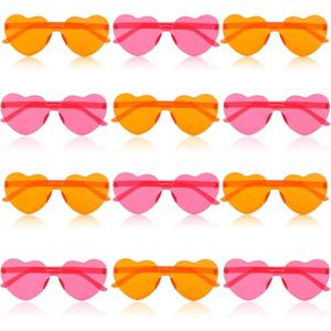 SMAODSGN 11 Pcs Pink Orange Sunglasses Bachelorette Party Plastic Heart Sunglasses Bulk Heart Shaped Fun Glasses Orange Pink Birthday Decorations For Women Cocktail Party Sunrise