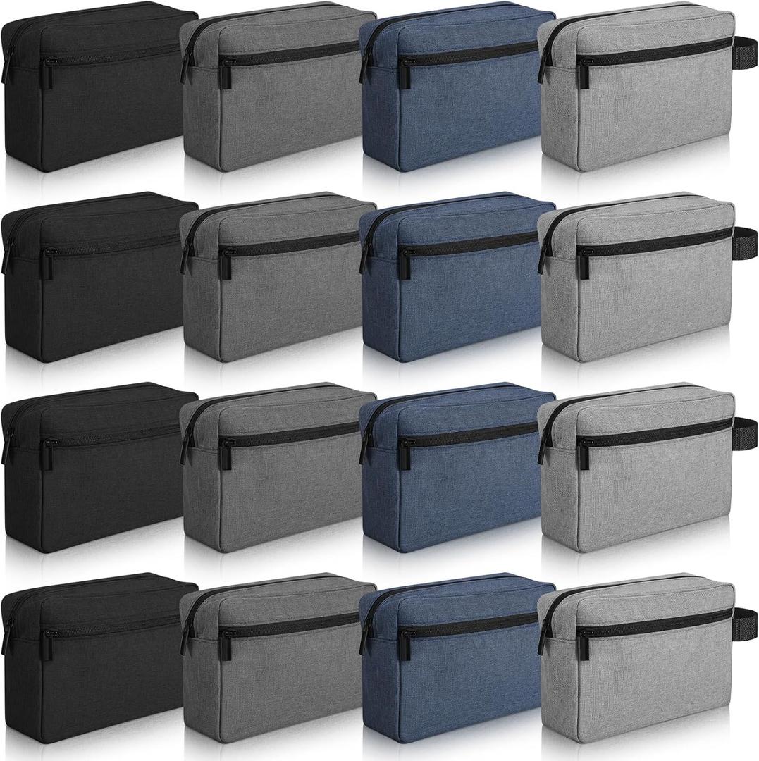 Paterr 16 Pcs Travel Toiletry Bag for Women Men Large Water Resistant Shaving Bag Hanging Cosmetic Bag with Handle and Divider Storage Travel Pouch Case for Cosmetics Toiletries Accessories, 4 Colors (main black, dark blue, dark grey, grey)