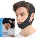 Double Adjustable Chin Strap for CPAP Users, Breathable and Comfortable Chin Strap for Snoring - Better Night's Sleep Chin Strap for Men and Women (Black)