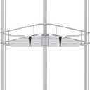 HuggieGems 3 Tier Floor Standing Corner Shower Caddy Organizer Shelf with Hooks, Bathroom Shelves Stand Rack, Silver