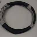 Elantrip Sport Leather Steering Wheel Cover 14 1/2 inch to 15 inch Universal, Padded Soft Grip Breathable for Car Truck SUV Jeep, Anti Slip Odorless Black and Gray