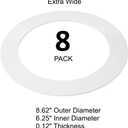 8 Pack Gloss White Goof Trim Ring for 8" Inch Recessed Can Lighting Down Light, Outer Diameter 8.6 Inches, Inner Diameter 6.2 Inches
