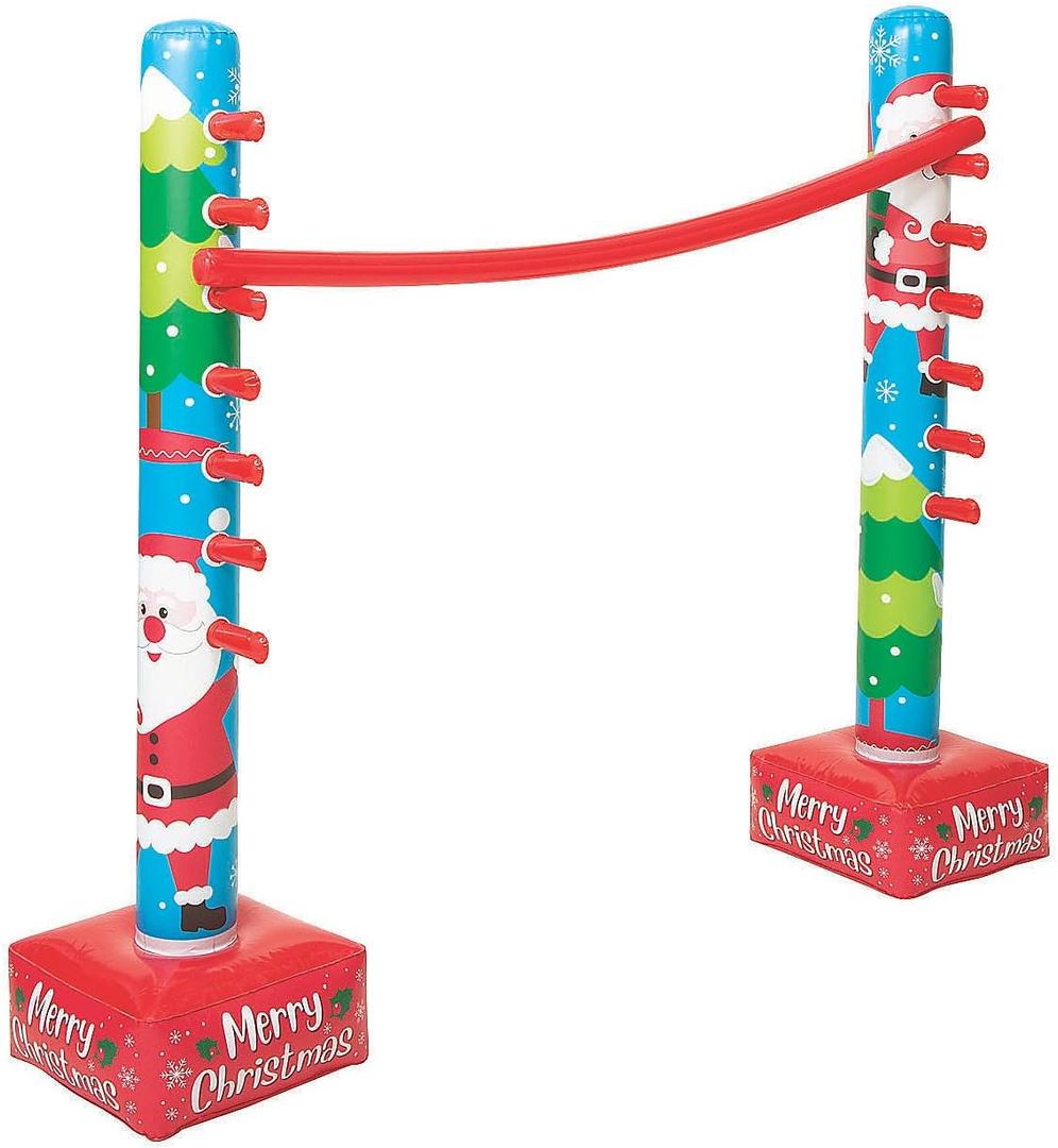 Fun Express Inflatable Christmas Limbo Game for Kids & Adults - 5 Feet Tall Holiday Party Games Set with 6ft Limbo Stick | Perfect for Family Christmas Activities & Birthday Parties