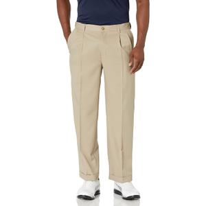 PGA TOUR Men's Double Pleated Expandable Waistband Pant (40W x 32L, Chinchilla)