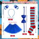 Halloween Costume Accessories Include Womens Tulle Tutu Headband Bow Ties Stretchy Striped Socks for Adults Cosplay (Blue)