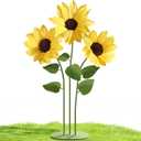 Mverse Paper Giant Sunflowers (Set of 3) - Large Paper Flowers with Freestanding Metal Base for Wedding Backdrop, Event Photo Booth Prop, Birthday Party Decor & Store Display