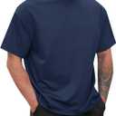 Wihion Men Turtleneck Mock Neck T Shirts Short Sleeve Ribbed High Neck T-Shirt Tee, 3XL