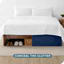 Bare Home Queen Bed Skirt - 15-Inch Tailored Drop Easy Fit - Bed Skirt for Beds - Center & Corner Pleats (Queen, Dark Blue)