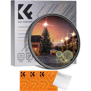 K&F Concept 77mm Variable Star Filter Cross Screen Starburst Filter 4, 8 Points -18 Layer Coating Ultra Slim Optical Glas Camera Lens Filter with 3 Cleaning Cloth