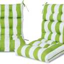 Adirondack Chair Cushion,High Back Chair Cushions Set of 2,Deep Seat Stuffed High Rebound Foam Rocking Chair Cushions for Outdoor Furniture Porch Garden 44 x 22 x 4 (Kiwi & White Cabana Stripe)