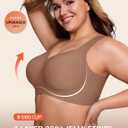 LetsJoli Bras for Women Supportive Wireless Push Up Bra Full Coverage No Underwire Seamless Plus Size for Older Women 4XL (Brown)