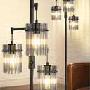 Industrial Modern Floor Lamps for Living Room, Dimmable Glass Tree Standing Tall Lamps with 3 Elegant Teardrop Cage Head & 1200 Lumens LED Bulbs for Bedroom Office (66inch Tall)