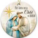 3 x Nativity Scene Ornament 2025, Catholic Gifts for Christian Family, Believers, Friends, Neighbors, Holy Family with Baby Jesus Ceramic Ornaments for Religious Christmas Decorations