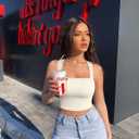 OQQ Women's 3 Piece Tank Tops Strappy Sleeveless Square Neck Stretch Tee Shirts Crop Camis (Black,pea Green,beige)