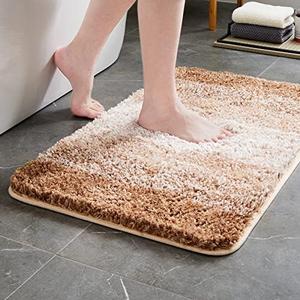 TECHMILLY Super Soft Shaggy Bathroom Rugs, Absorbent Thick Non Slip Microfiber Bath Rugs, Quick Dry Machine Washable Bath Mat for Bathroom Floor, Bathtub and Shower 17"x24", Pack Of 2