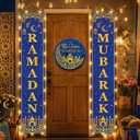 Frienda 3 Pcs Lighted Ramadan Decorations for Home Happy Ramadan Mubarak Front Door Banners Sign Muslim Eid Kareem Wreaths Banners for Celebration Wall Indoor Outdoor Party Decor