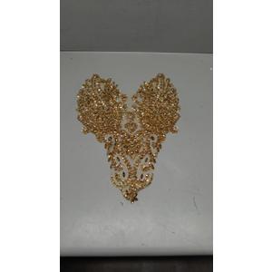 Handmade Shinning Rhinestones lace Applique Pure handsewing Beads Crystal Sequins Trim Patches Perfect Decoration Accessories (Champagne)