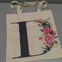 Initial Canvas Tote Bag for Women, Personalized Monogrammed Tote Bags with Makeup Gift Bag for Wedding Bridesmaids Birthday