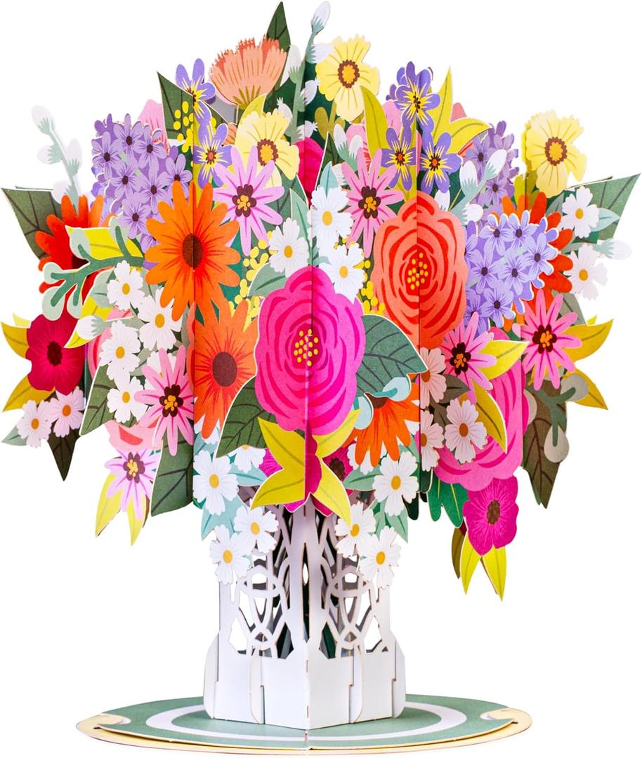 Paper Love 3D Floral Arrangement Card Pop Up Card with Detachable Keepsake Pop-Up Flower Bouquet, Gift for Birthday, Graduation, Get Well, Thank You, All Occasion or Just Because - 10" x 7 Cover