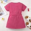 Saeaby Kids Girls Clothes 6T Girl Clothes Boho Short Sleeve Ruffle Casual Playwear Sundress Toddler Little Girls Outfits Hot Pink Dresses Size 7 for Kids (Pink)