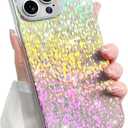 Glitter Case for iPhone 15 Pro Case for Women Girls [ Compatible with Magsafe ] Clear Cute Girly Aesthetic Colorful Iridescent Rainbow Sparkly Sparkle Bling Magnetic Protective Phone Cover