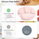 Li&Zhao Baby Bowls with Suction - Suction Plates for Toddlers Toddler Plate Baby Plate Divided Design Kids Plates Baby Suction Plate with Lids Microwave & Dishwasher (Pink)