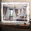 Hasipu Vanity Mirror with Lights, 32" x 22" LED Makeup Mirror, Lighted Makeup Mirror with Dimmable 3 Modes, Touch Screen Control Vanity Mirror Square White