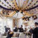 TaoBary Black and Gold Graduation Decorations 2026 Grad Party Decoration Include Black Gold Balloon Graduation Cap Banner Streamers Glitter Paper Chain Tassel Garland Flag Bunting Banner Star Hanging